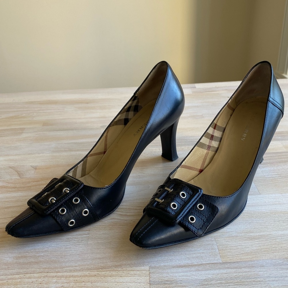 Authentic Burberry Black Leather Heels